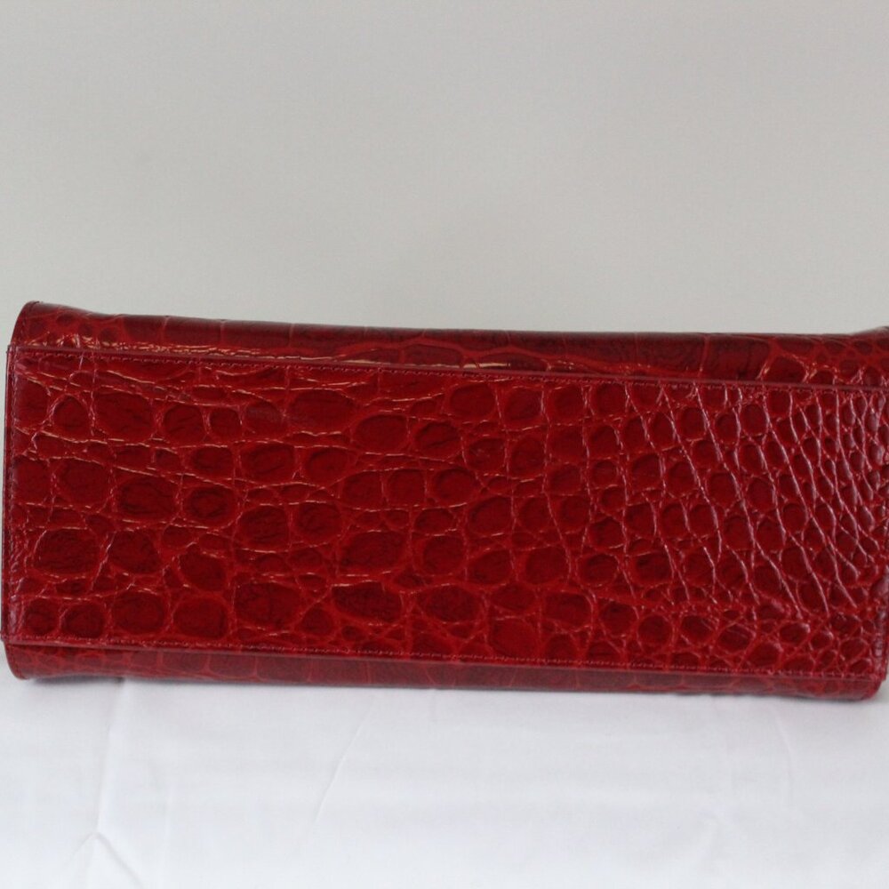 Brahmin Adrian Satchel Red Melbourne Croc Embossed Leather NWOT Dust Bag Cross - Picture 8 of 11